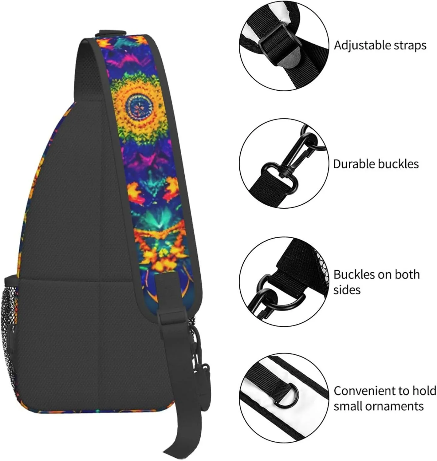 Sling Backpack,Men Cross Chest Bag Diagonally,Durable Adjustable Outdoor Cycling Travel Bag,Mandala Pattern Print