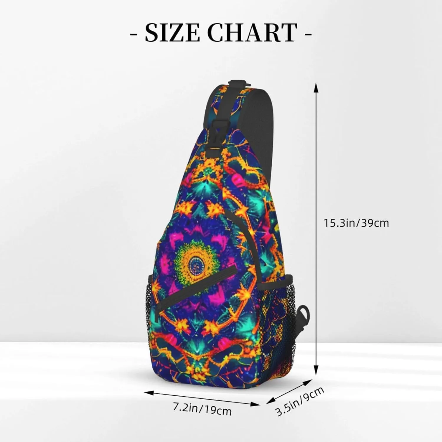 Sling Backpack,Men Cross Chest Bag Diagonally,Durable Adjustable Outdoor Cycling Travel Bag,Mandala Pattern Print