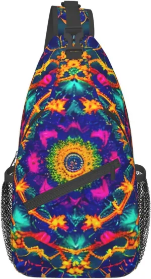 Sling Backpack,Men Cross Chest Bag Diagonally,Durable Adjustable Outdoor Cycling Travel Bag,Mandala Pattern Print