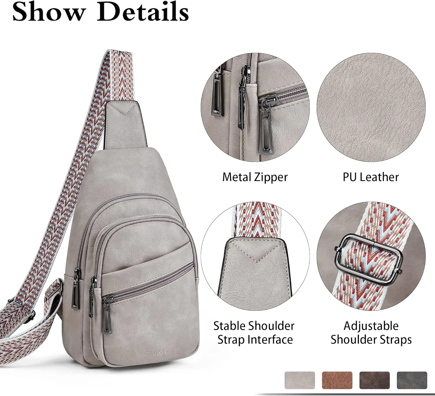 Sling Bag Crossbody Bags for Women for Travel, 3.5 x 10.5 x 6(L x H x W),Adjustable Straps 22.5 to 44 inch