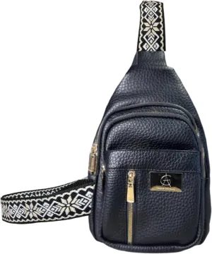Sling Bag Fashion Backpack for Women Vegan Leather Crossbody Bags Fanny Pack Chest Bag for Travel (Black)