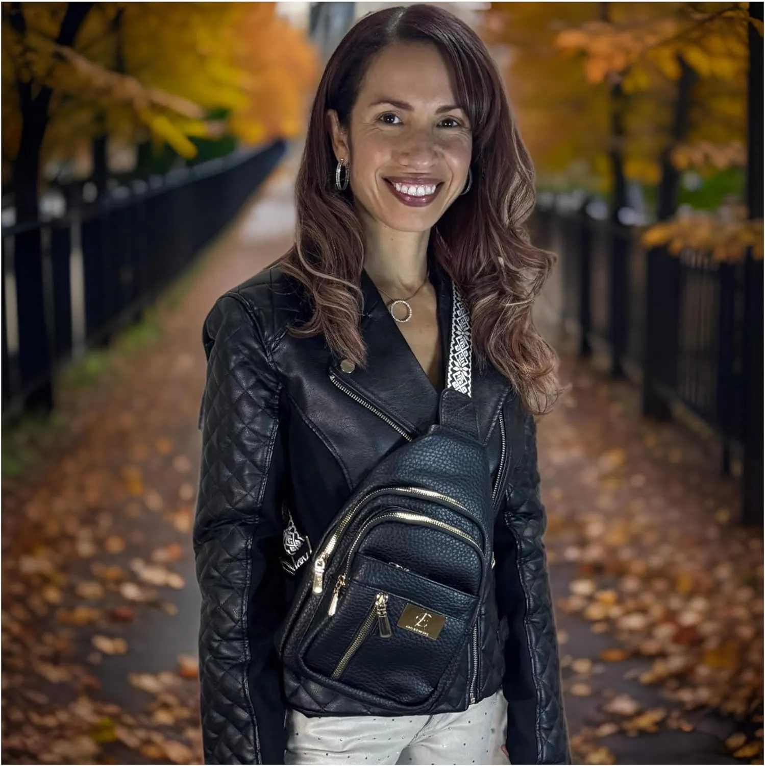 Sling Bag Fashion Backpack for Women Vegan Leather Crossbody Bags Fanny Pack Chest Bag for Travel (Black)