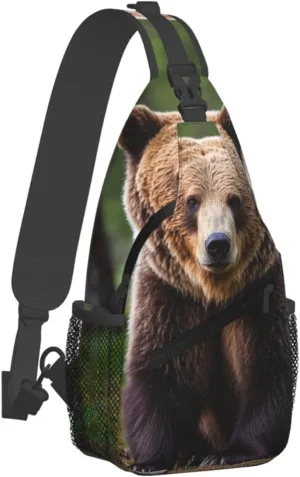 Sling Bag for Men Women Crossbody Backpack Brown bear Crossbody Bag Chest Bag for Travel Sport