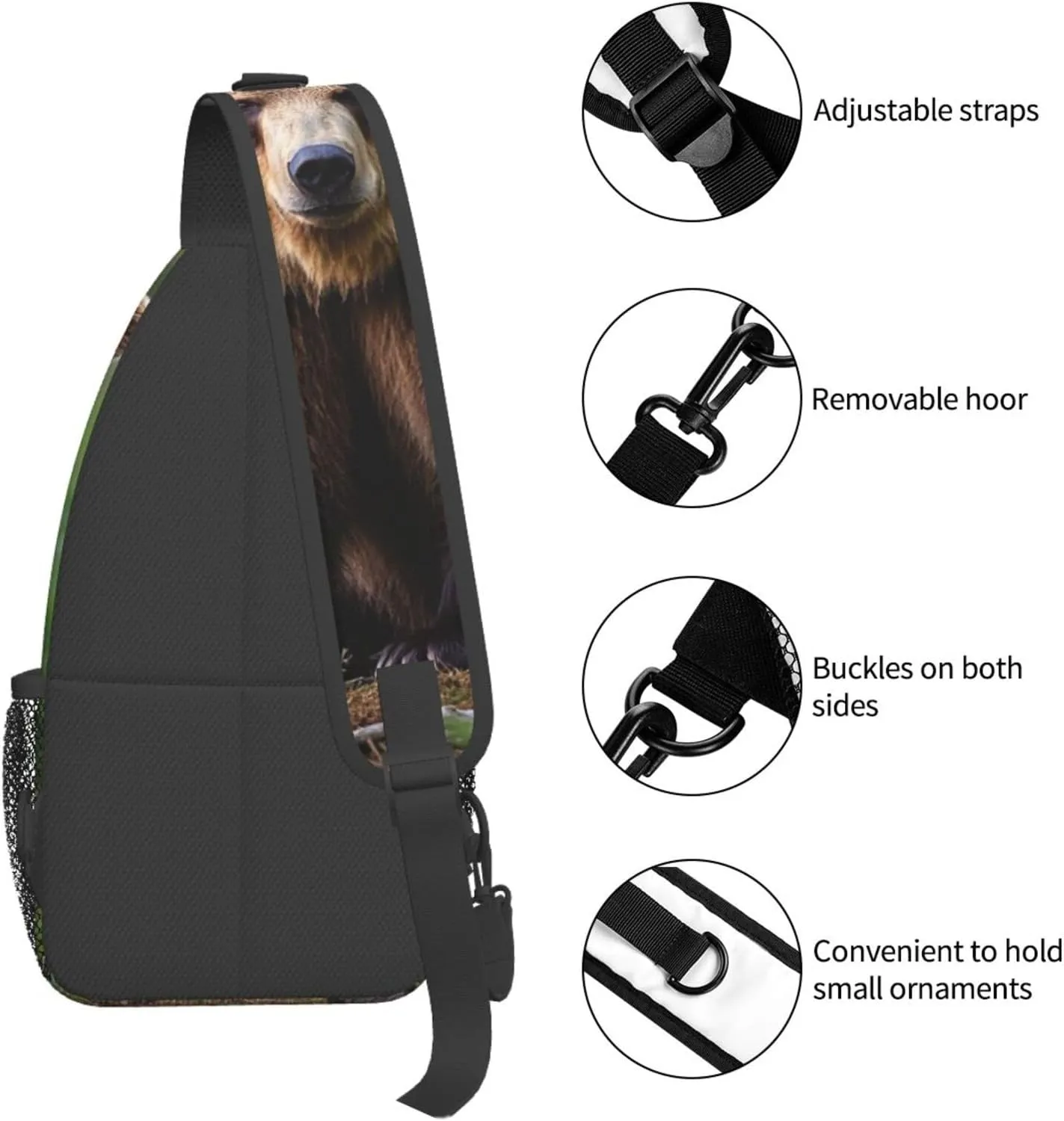 Sling Bag for Men Women Crossbody Backpack Brown bear Crossbody Bag Chest Bag for Travel Sport