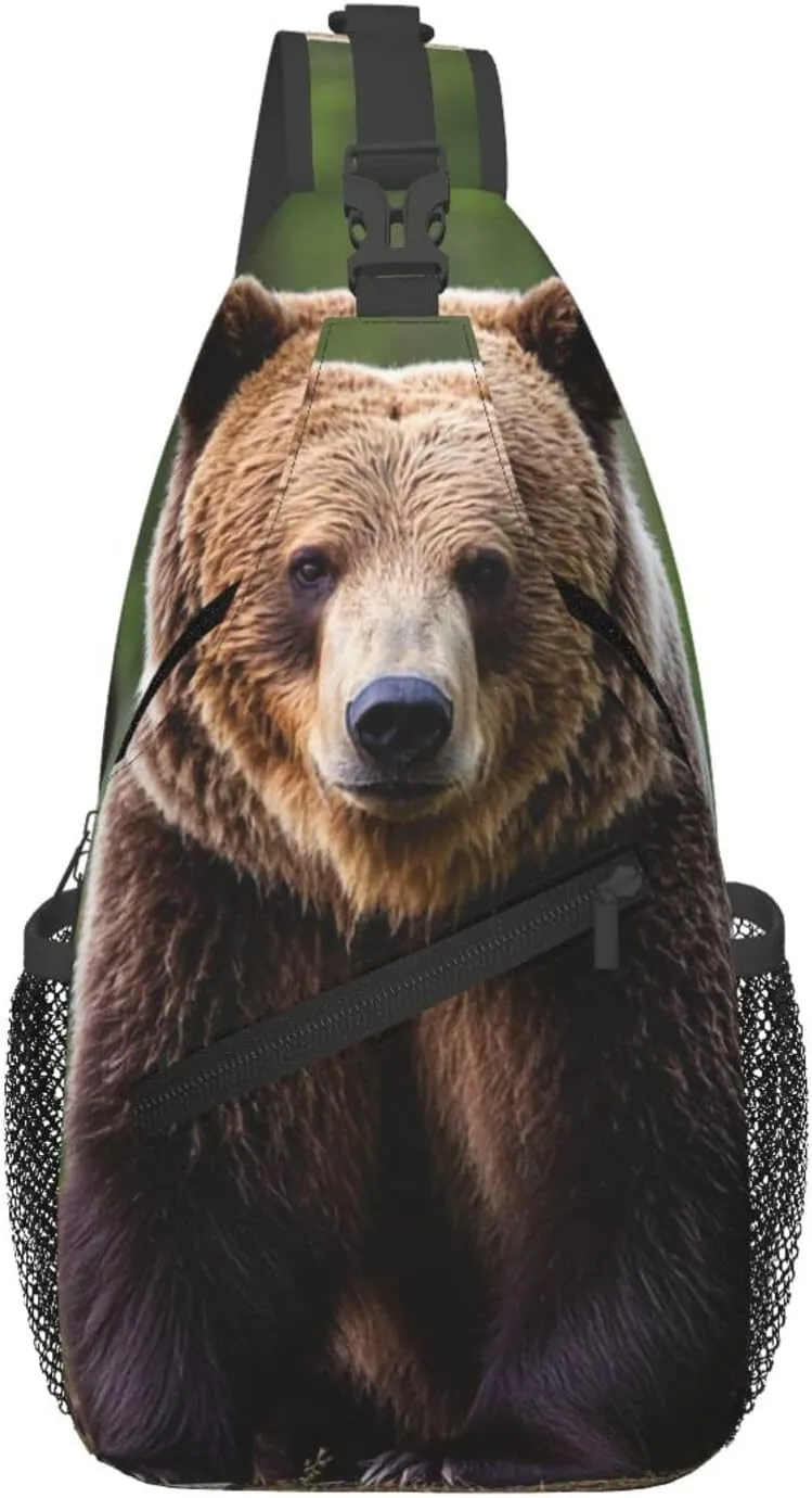 Sling Bag for Men Women Crossbody Backpack Brown bear Crossbody Bag Chest Bag for Travel Sport