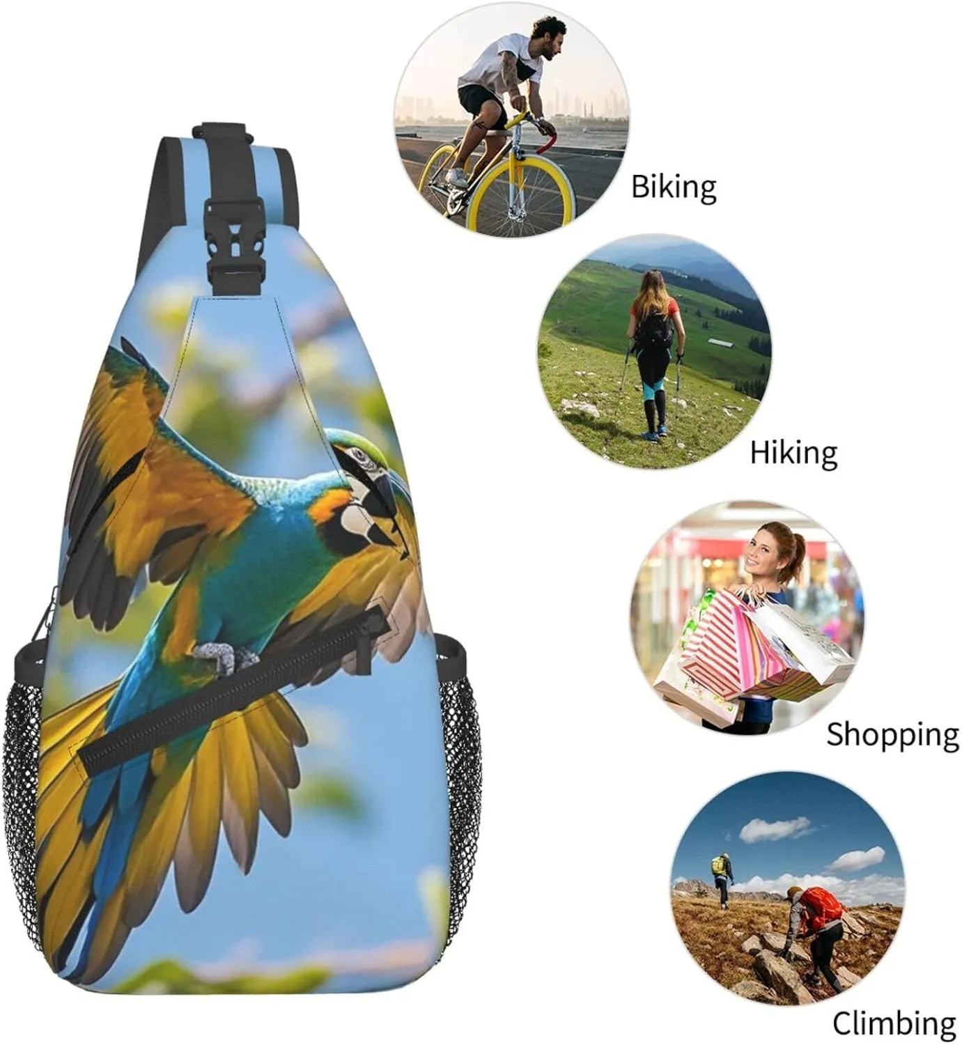 Sling Bag for Men Women Crossbody Backpack flying parrot Crossbody Bag Chest Bag for Travel Sport
