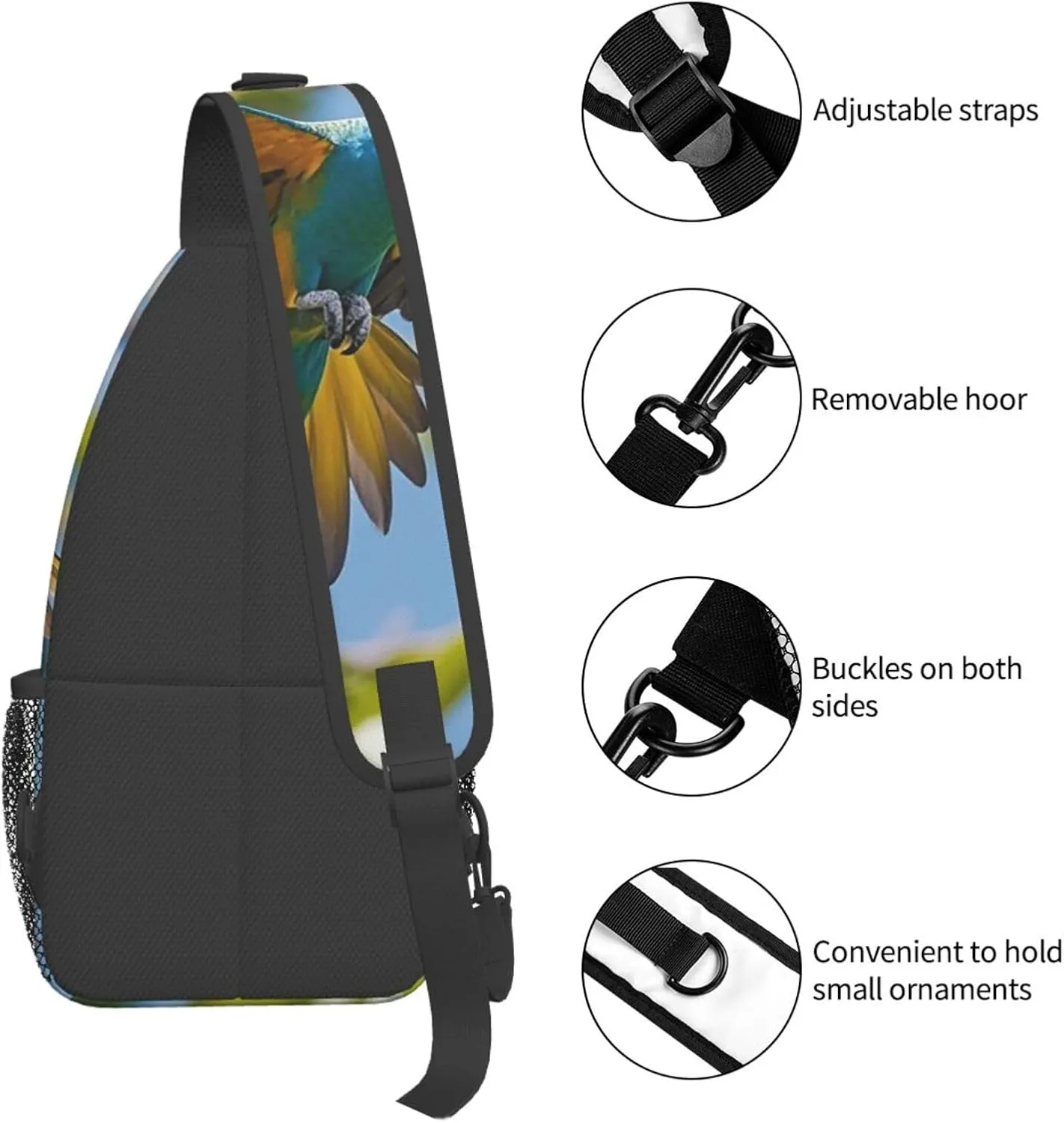 Sling Bag for Men Women Crossbody Backpack flying parrot Crossbody Bag Chest Bag for Travel Sport