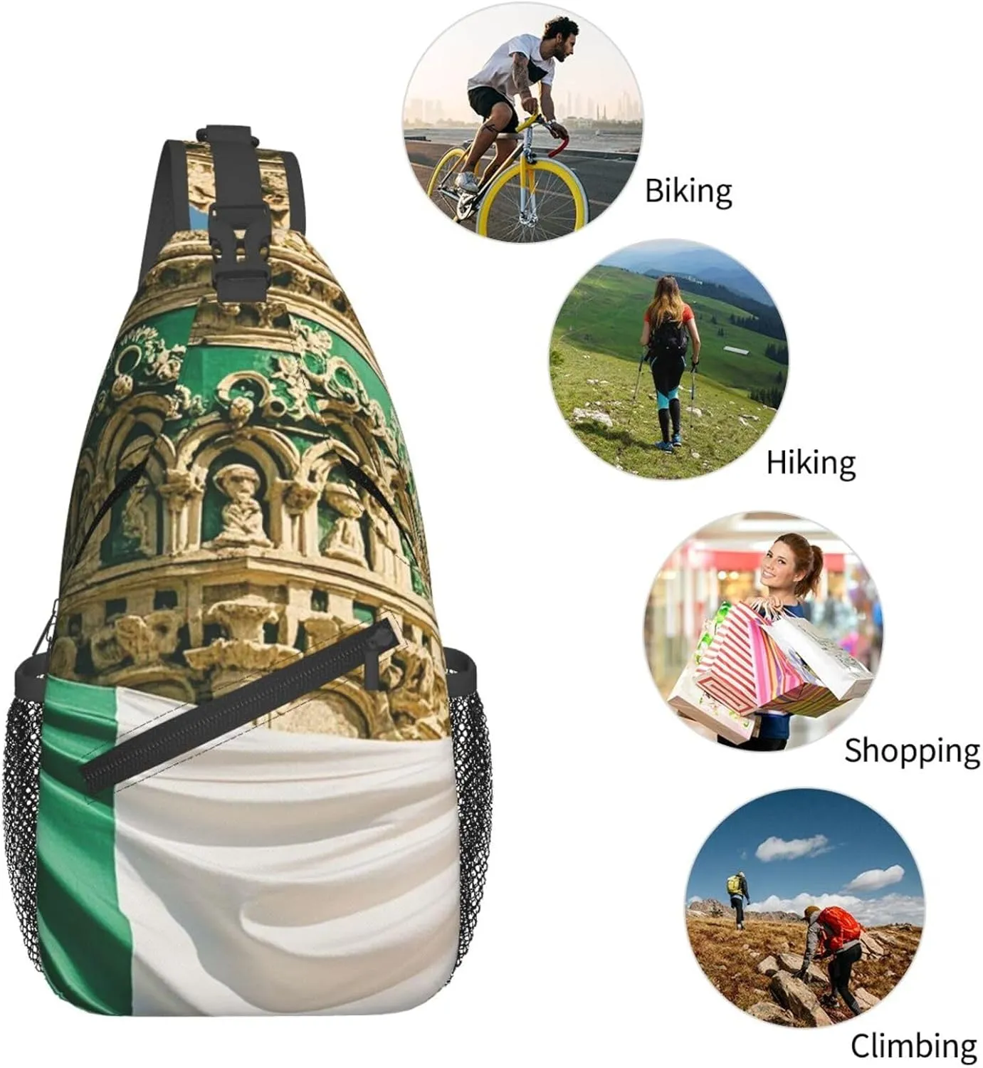 Sling Bag for Men Women Crossbody Backpack Roman Italian Flag Crossbody Bag Chest Bag for Travel Sport