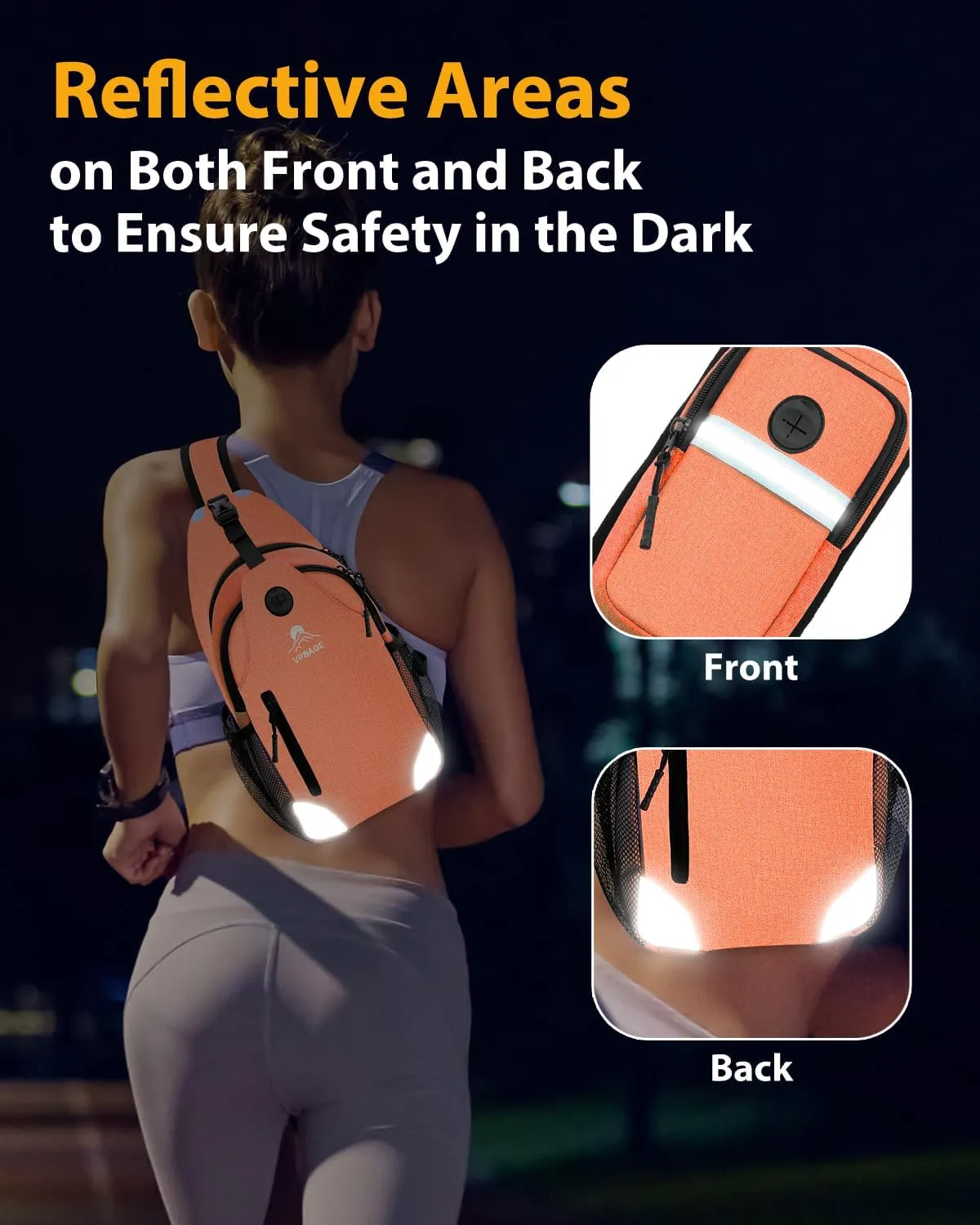 Sling Bag for Men Women, Crossbody Hiking Daypack/Chest Bag/Shoulder Bag, Small Backpack Travel, with Chest Phone Holder