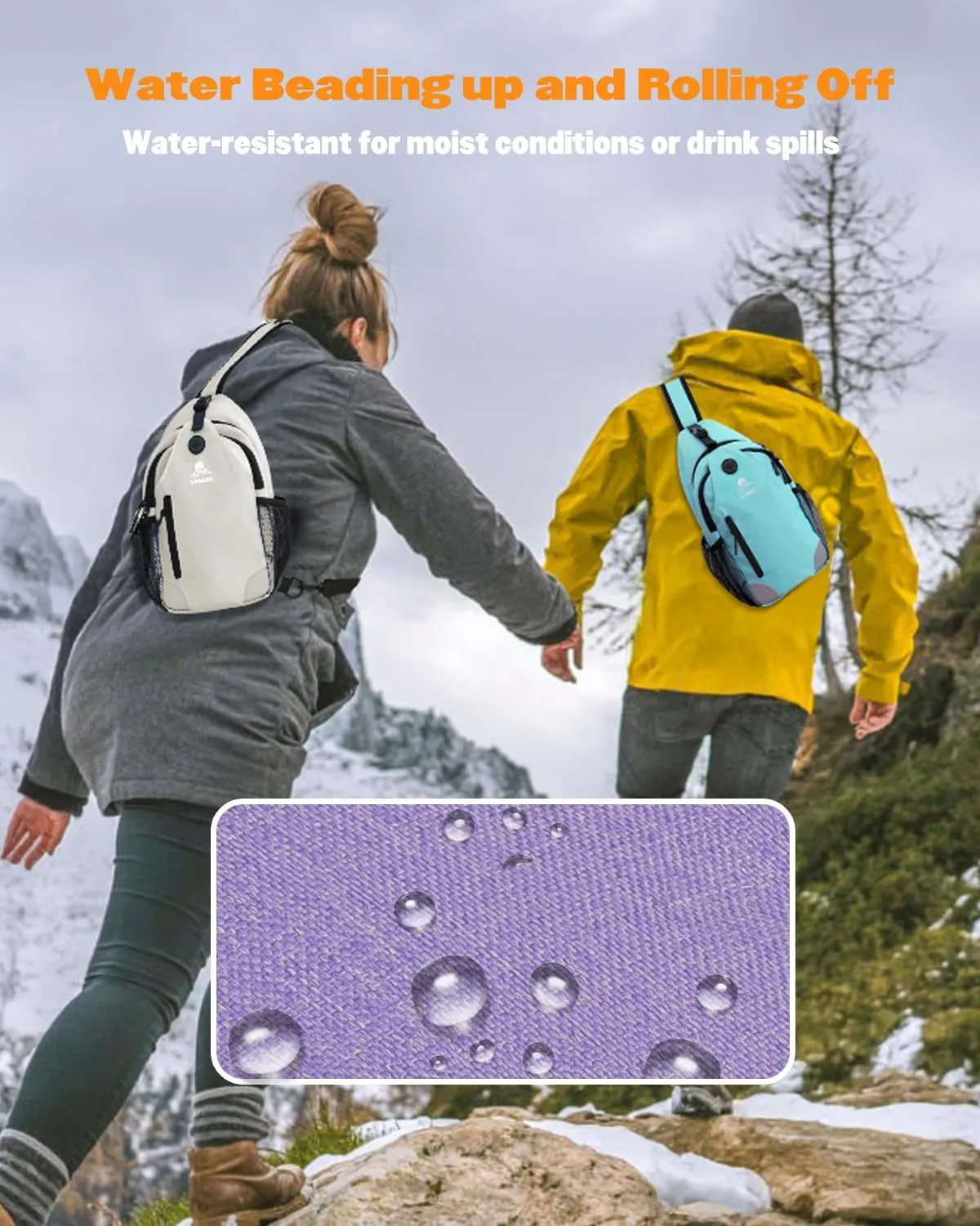 Sling Bag for Men Women, Crossbody Hiking Daypack/Chest Bag/Shoulder Bag, Small Backpack Travel, with Chest Phone Holder