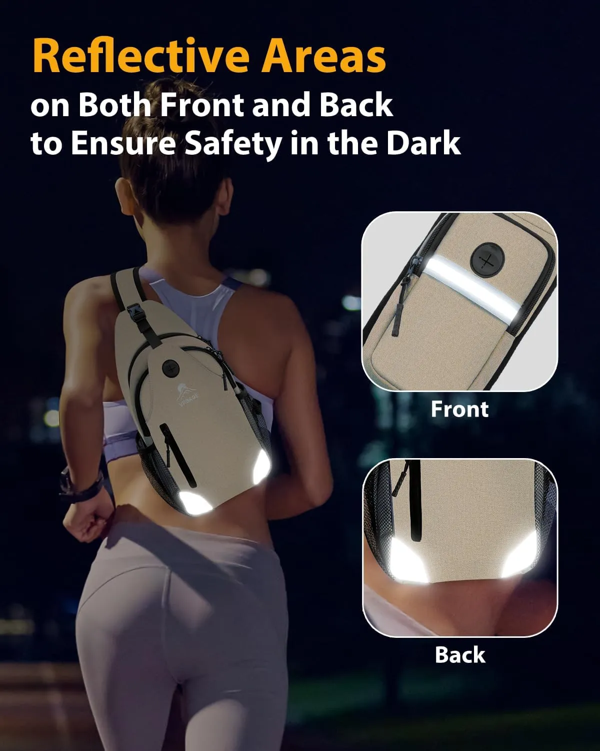 Sling Bag for Men Women, Crossbody Hiking Daypack/Chest Bag/Shoulder Bag, Small Backpack Travel, with Chest Phone Holder
