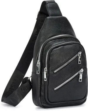 Sling Bag for Women Crossbody Bag Water- Resistant Leather Cross Body Sling Backpack Fanny Pack for Travel& Shopping