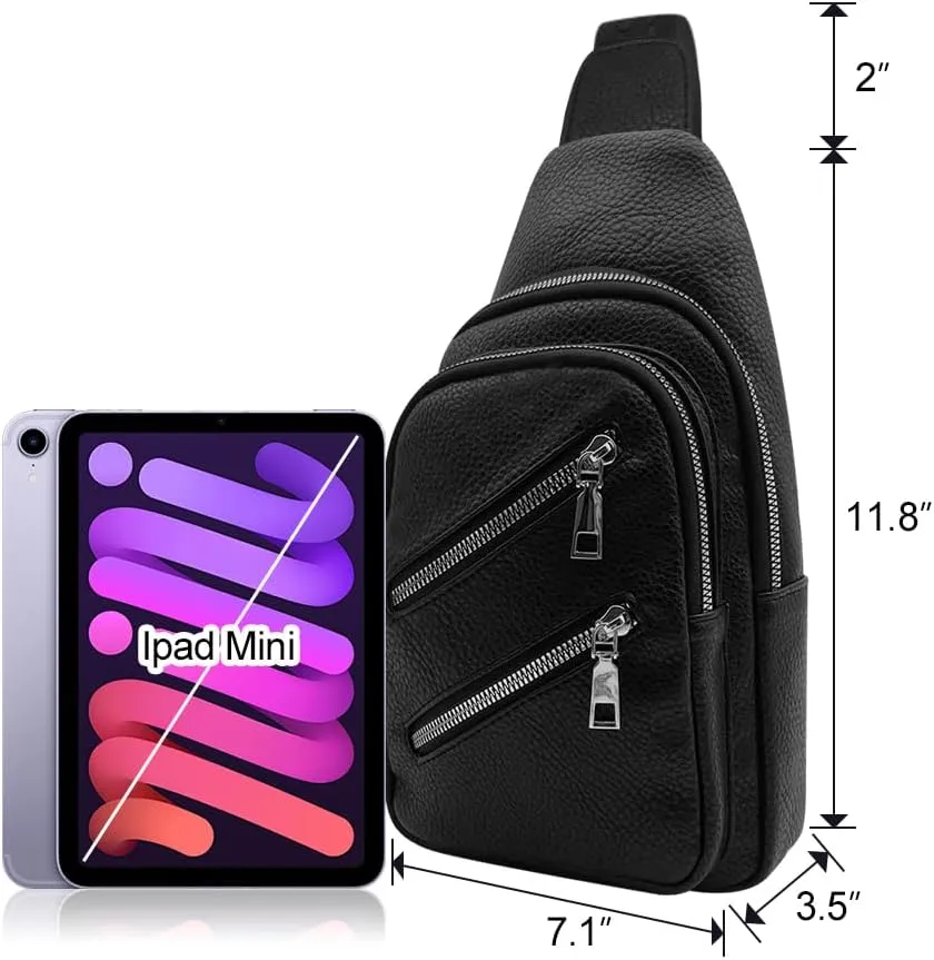 Sling Bag for Women Crossbody Bag Water- Resistant Leather Cross Body Sling Backpack Fanny Pack for Travel& Shopping