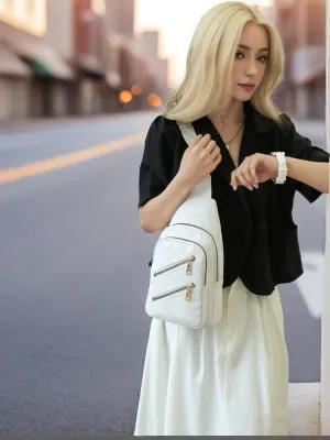 Sling Bag for Women Crossbody Bag Water- Resistant Leather Cross Body Sling Backpack Fanny Pack for Travel& Shopping