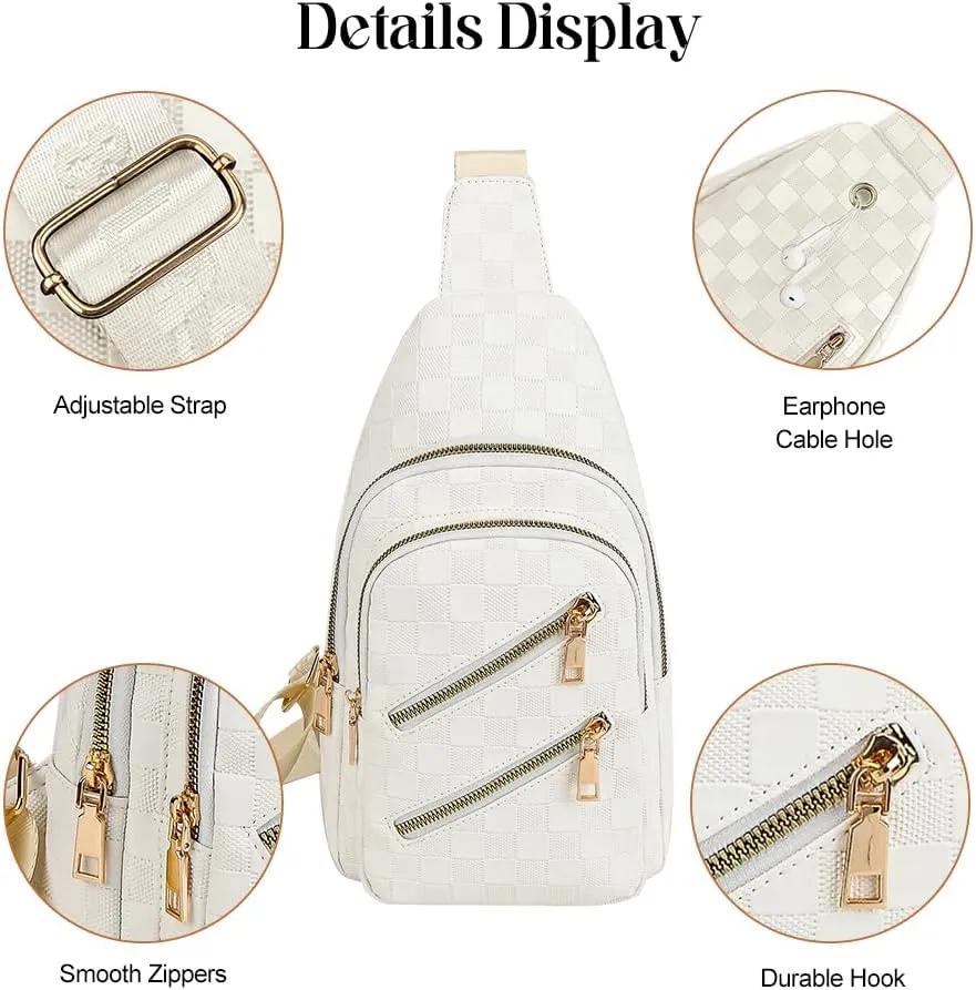 Sling Bag for Women Crossbody Bag Water- Resistant Leather Cross Body Sling Backpack Fanny Pack for Travel& Shopping