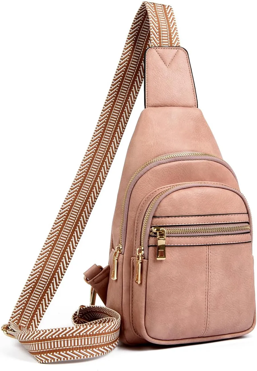 Sling Bag for Women, Fashion Waist Packs, Crossbody Bags Fanny Pack Chest Bag for Travel(Pink)