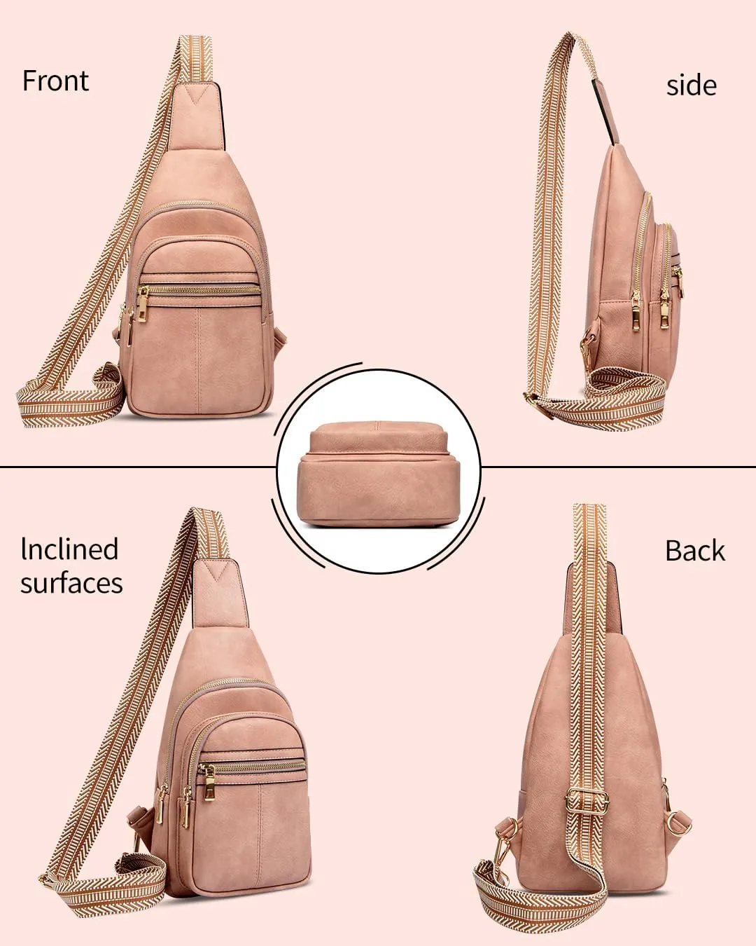 Sling Bag for Women, Fashion Waist Packs, Crossbody Bags Fanny Pack Chest Bag for Travel(Pink)