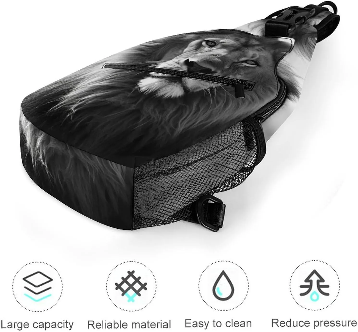Sling Bag for Women Men African Lion Black And White Travel Hiking Backpack Crossbody Shoulder Chest Bags Casual Daypack