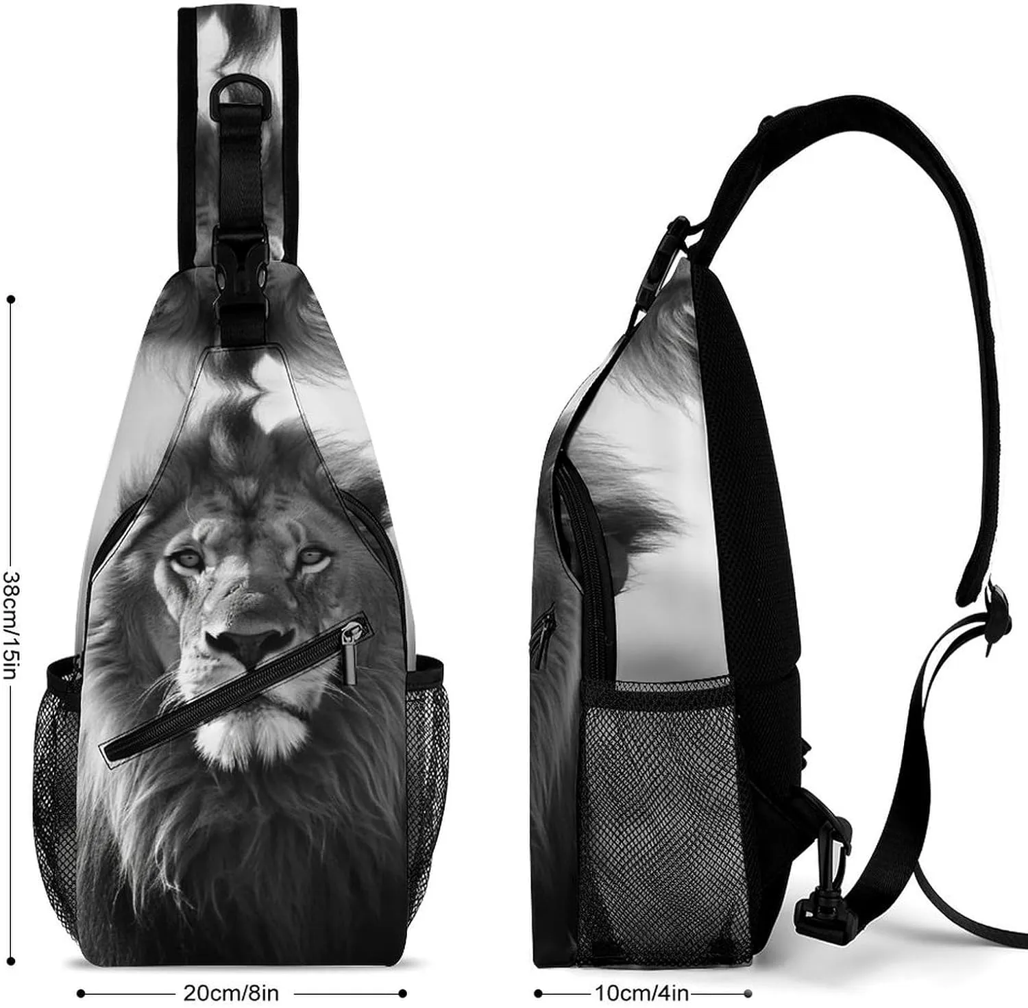 Sling Bag for Women Men African Lion Black And White Travel Hiking Backpack Crossbody Shoulder Chest Bags Casual Daypack