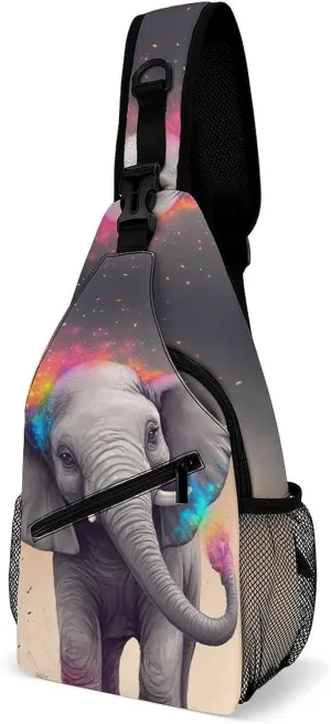 Sling Bag for Women Men Animal Cartoon Elephant Travel Hiking Backpack Crossbody Shoulder Chest Bags Casual Daypack