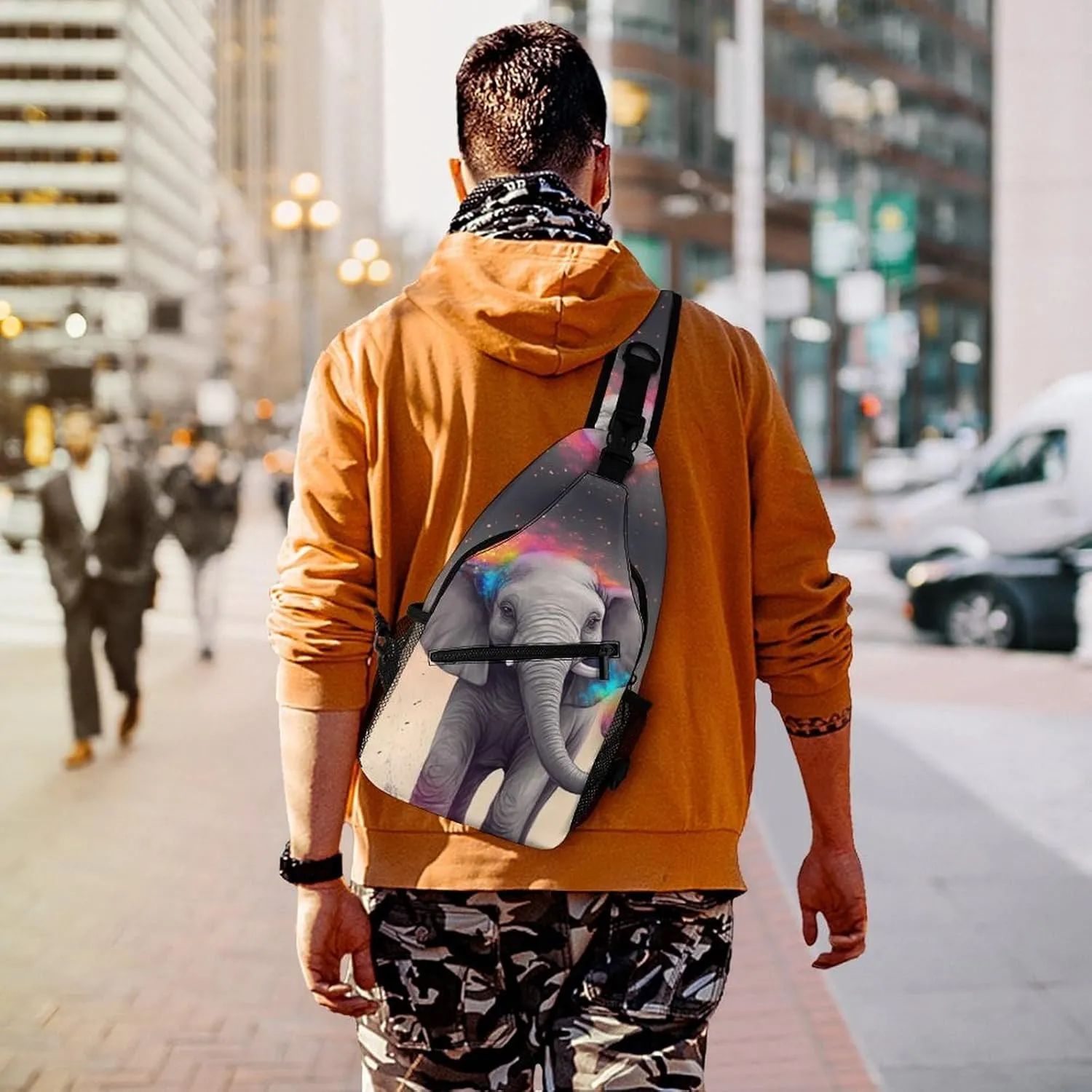 Sling Bag for Women Men Animal Cartoon Elephant Travel Hiking Backpack Crossbody Shoulder Chest Bags Casual Daypack