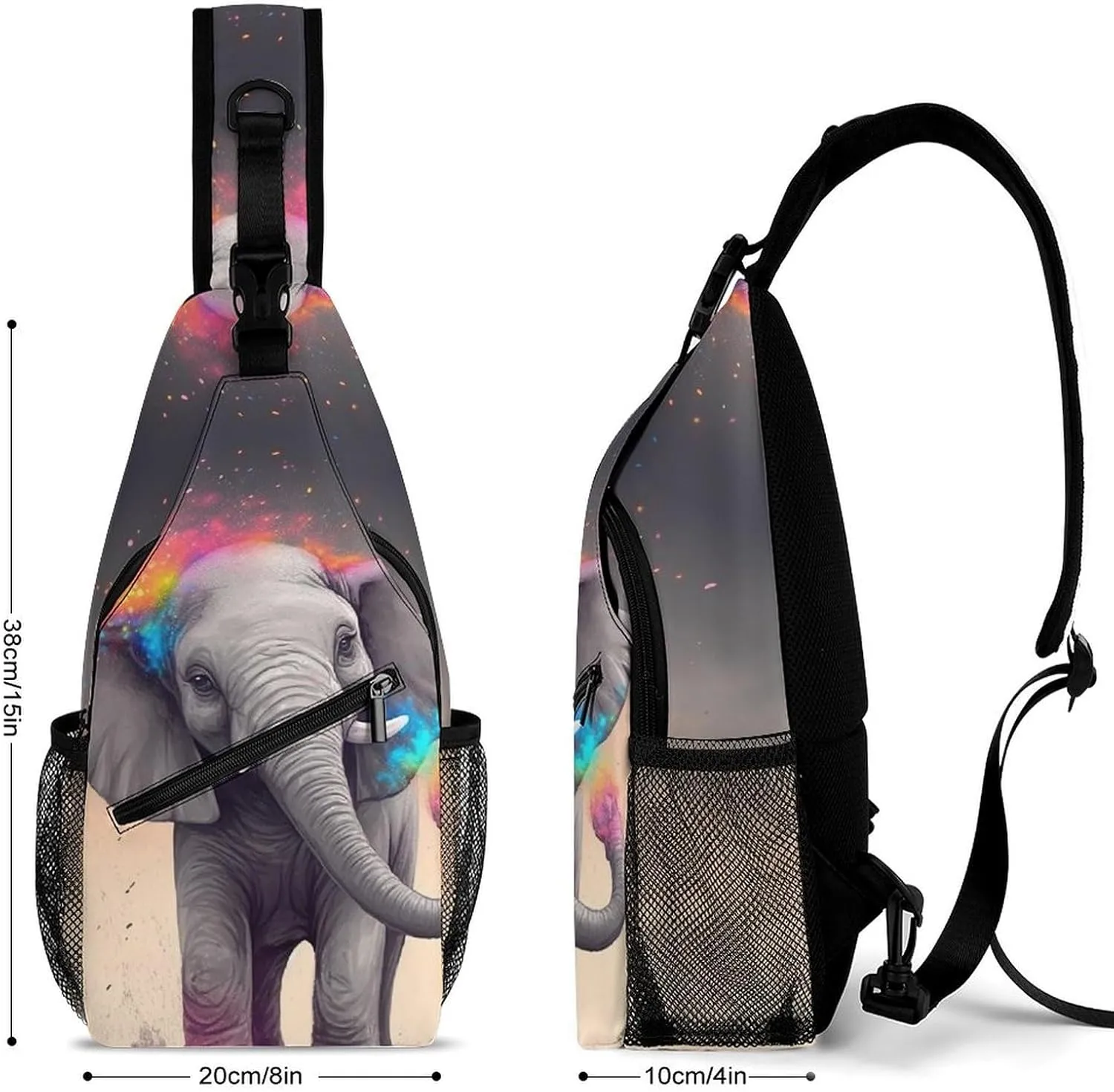 Sling Bag for Women Men Animal Cartoon Elephant Travel Hiking Backpack Crossbody Shoulder Chest Bags Casual Daypack