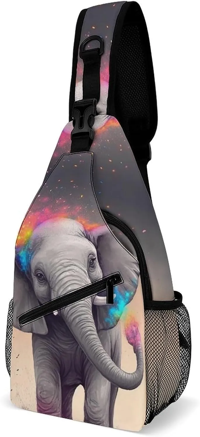 Sling Bag for Women Men Animal Cartoon Elephant Travel Hiking Backpack Crossbody Shoulder Chest Bags Casual Daypack