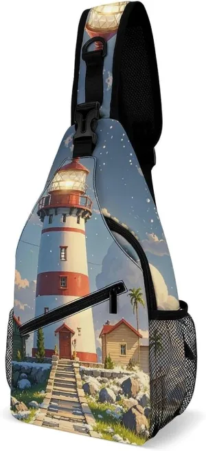Sling Bag for Women Men Chest Bag Lighthouse Crossbody Bag Small Sling Backpack Daypack Fanny Packs