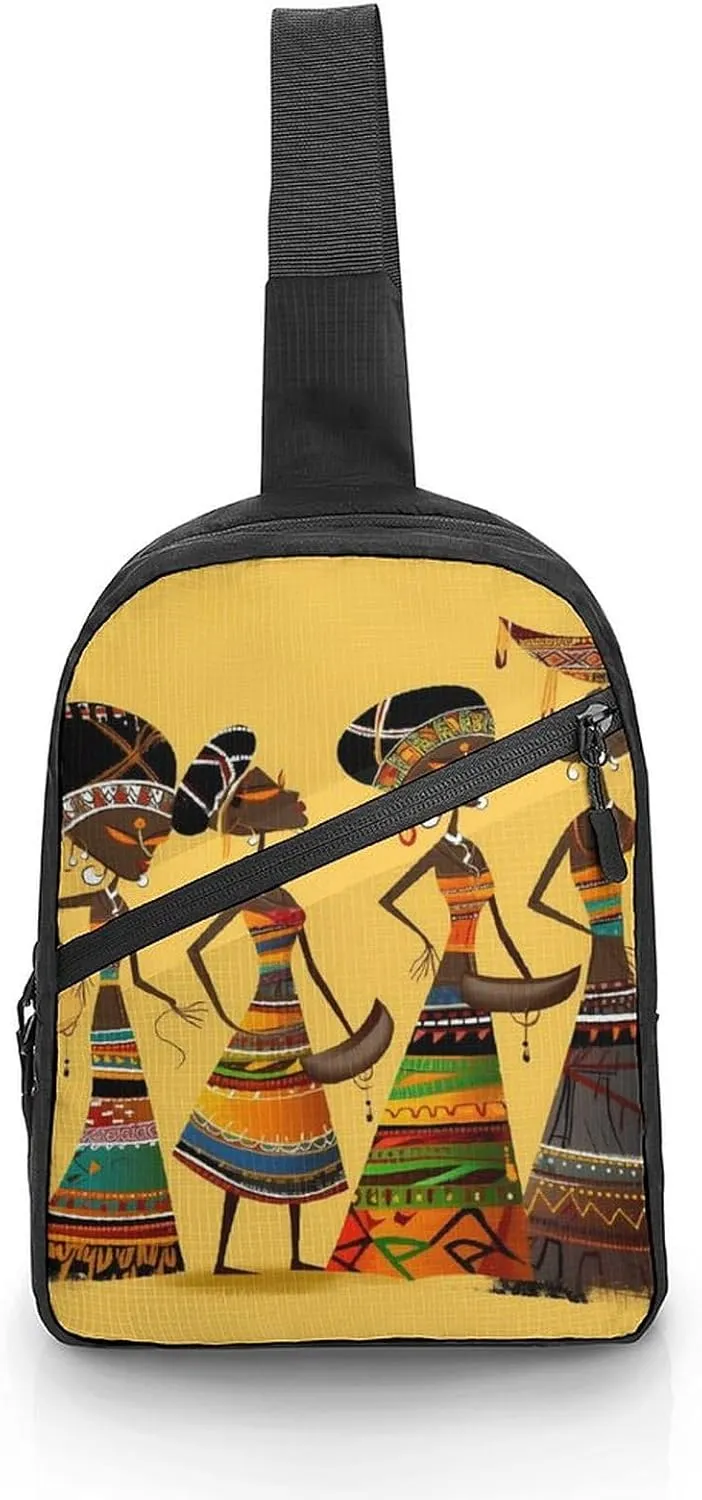 Sling Bag for Women Men Daypack Creative African Culture Chest Bag Crossbody Backpack for Hiking Travel