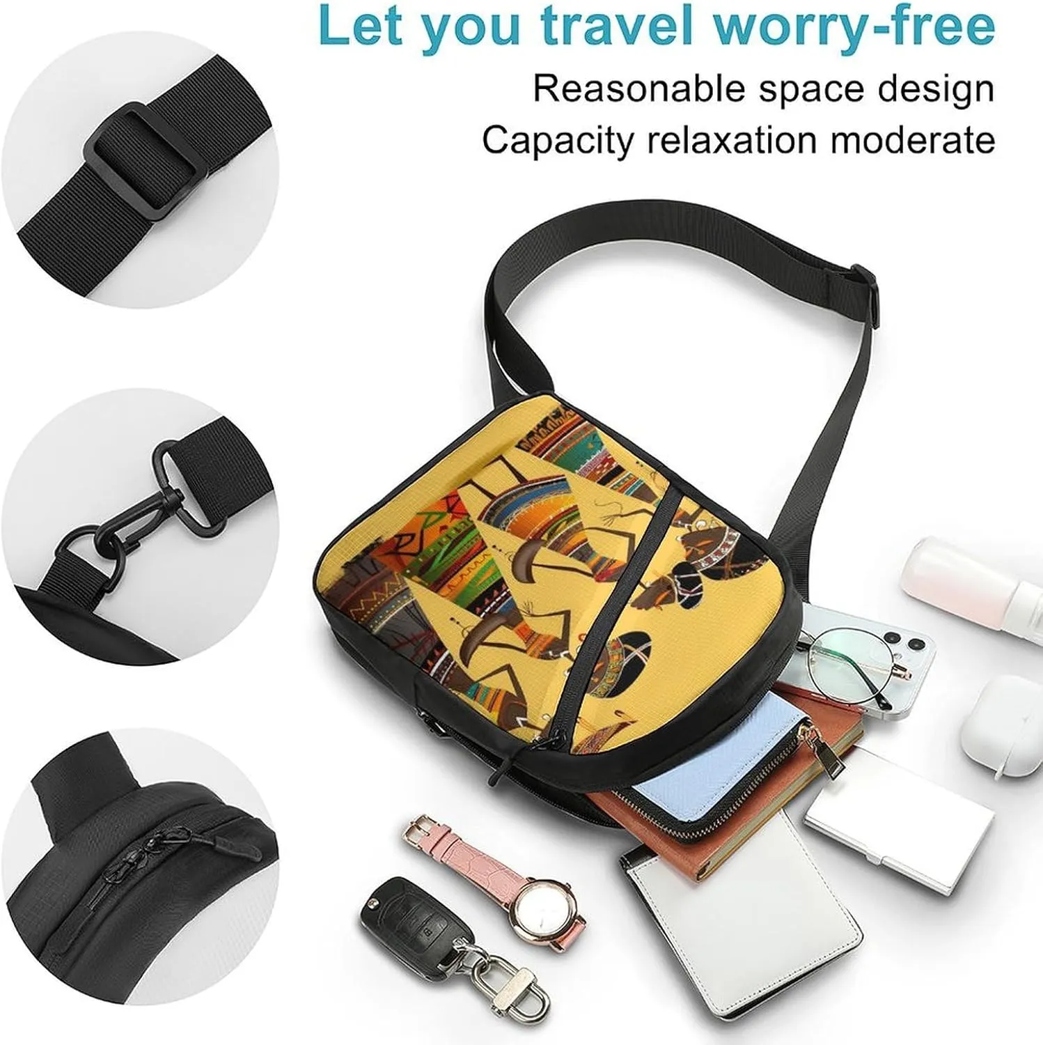 Sling Bag for Women Men Daypack Creative African Culture Chest Bag Crossbody Backpack for Hiking Travel