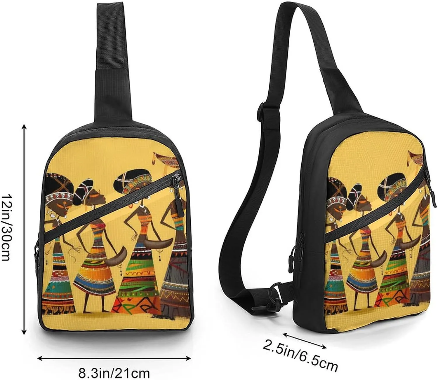 Sling Bag for Women Men Daypack Creative African Culture Chest Bag Crossbody Backpack for Hiking Travel