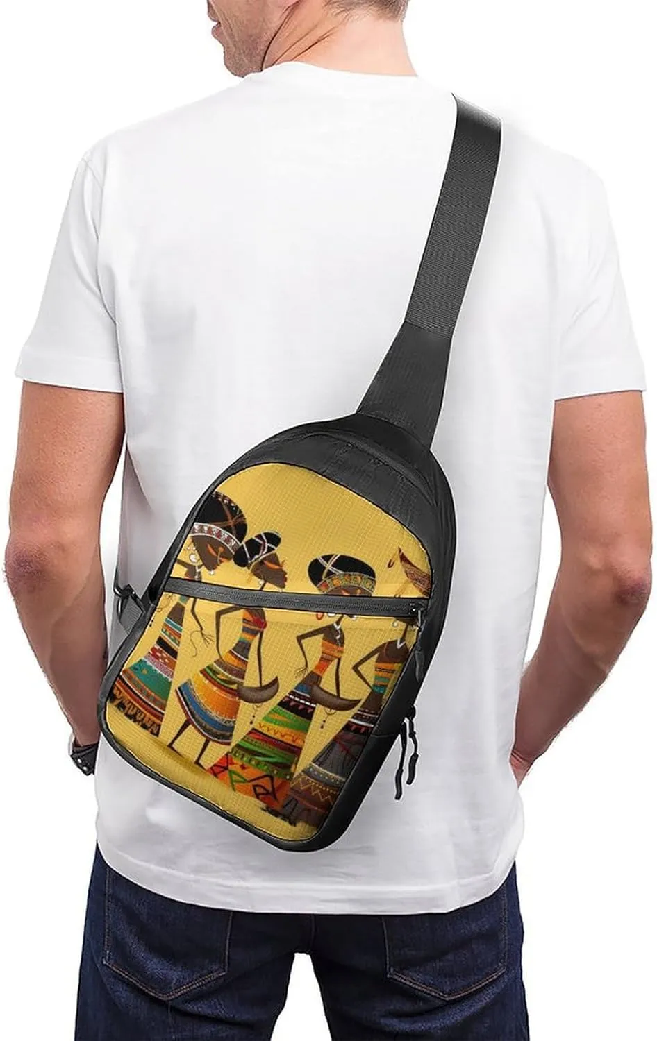 Sling Bag for Women Men Daypack Creative African Culture Chest Bag Crossbody Backpack for Hiking Travel