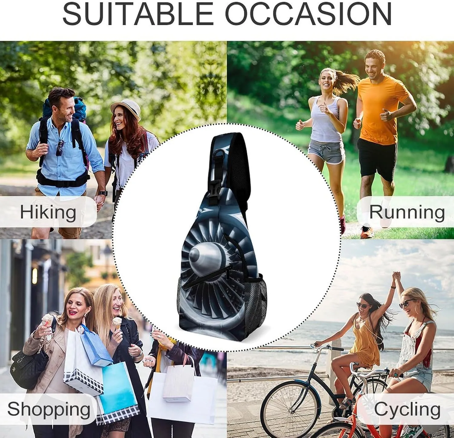 Sling Bag for Women Men Jet Engine Travel Hiking Backpack Crossbody Shoulder Chest Bags Casual Daypack