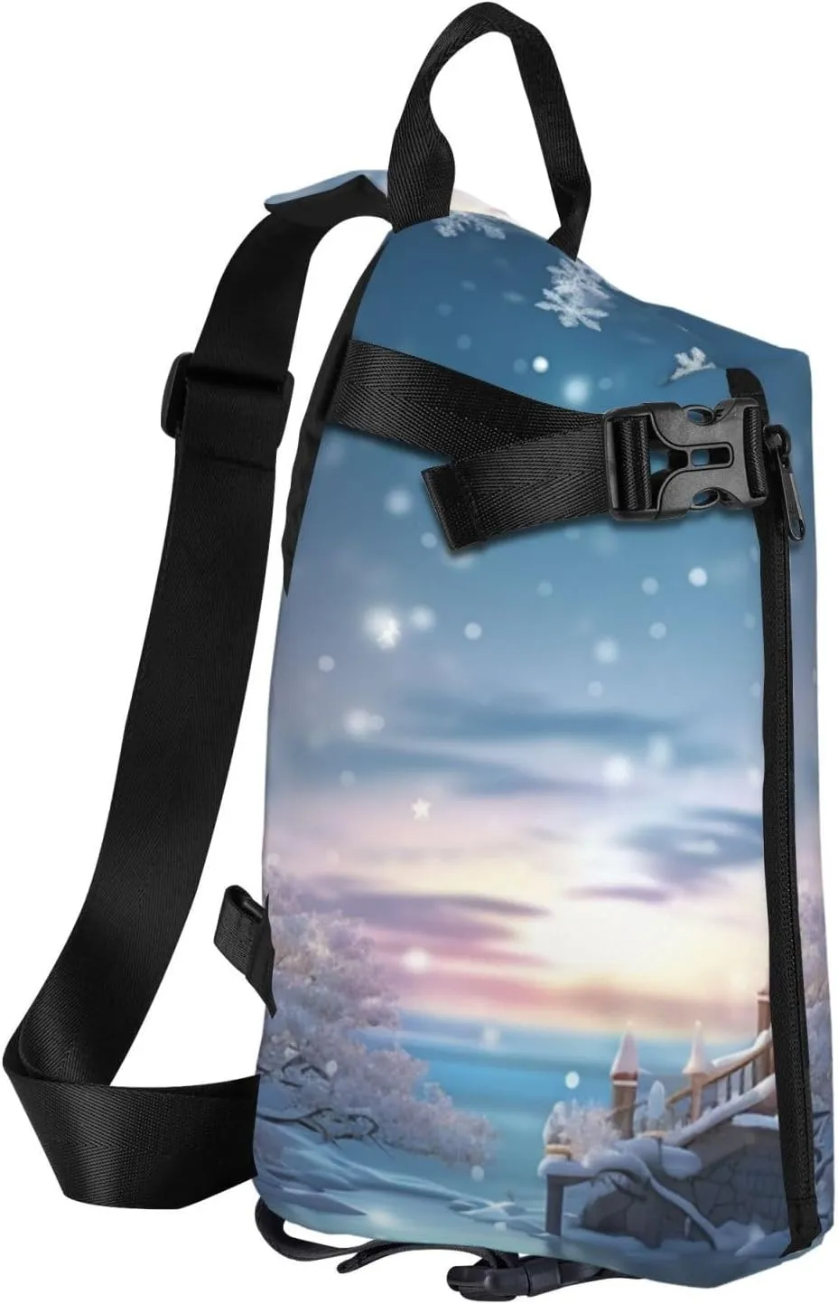 Sling Bag for Women Men Shoulder Bag Winter X-mas Chest Bag Travel Fanny Pack Lightweight Casual Daypack, Winter Party, One Size