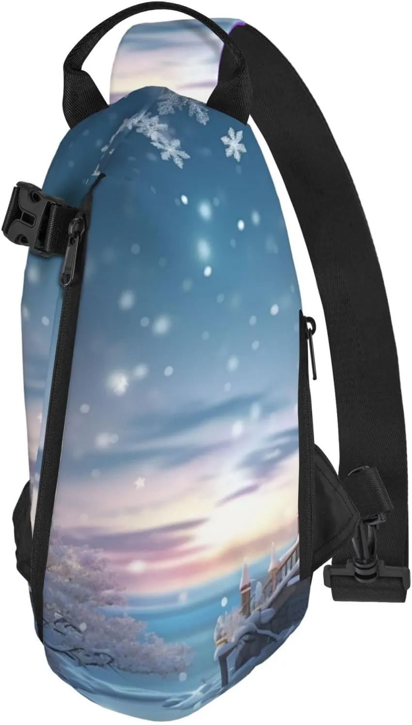 Sling Bag for Women Men Shoulder Bag Winter X-mas Chest Bag Travel Fanny Pack Lightweight Casual Daypack, Winter Party, One Size