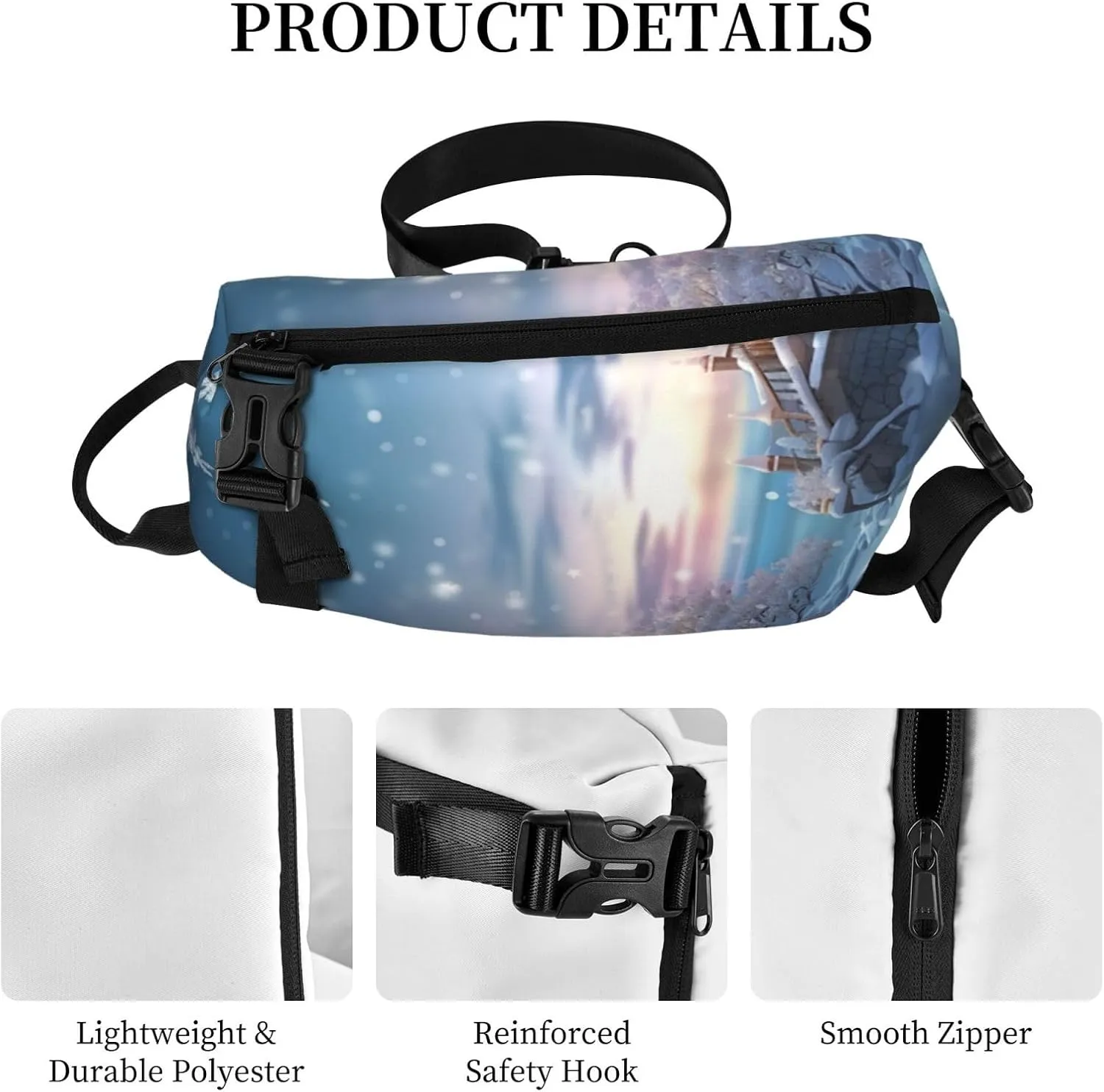 Sling Bag for Women Men Shoulder Bag Winter X-mas Chest Bag Travel Fanny Pack Lightweight Casual Daypack, Winter Party, One Size