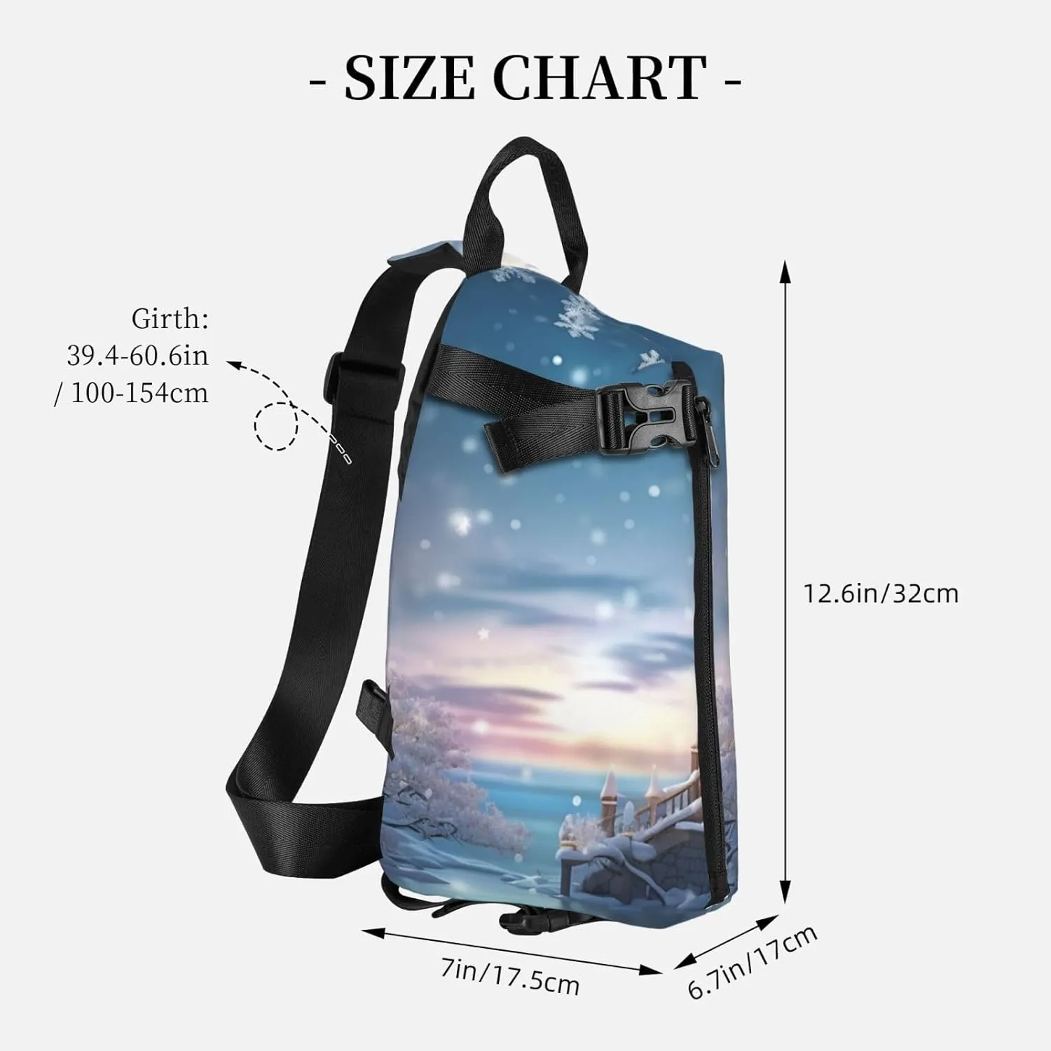 Sling Bag for Women Men Shoulder Bag Winter X-mas Chest Bag Travel Fanny Pack Lightweight Casual Daypack, Winter Party, One Size