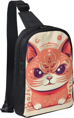 Sling bag for Women Men Trendy Sling Bakpack Casual Chest Bag Frowning Cat Fanny Pack for Travel Hiking