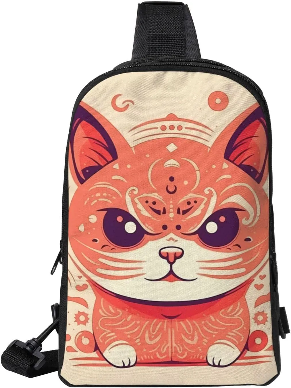 Sling bag for Women Men Trendy Sling Bakpack Casual Chest Bag Frowning Cat Fanny Pack for Travel Hiking