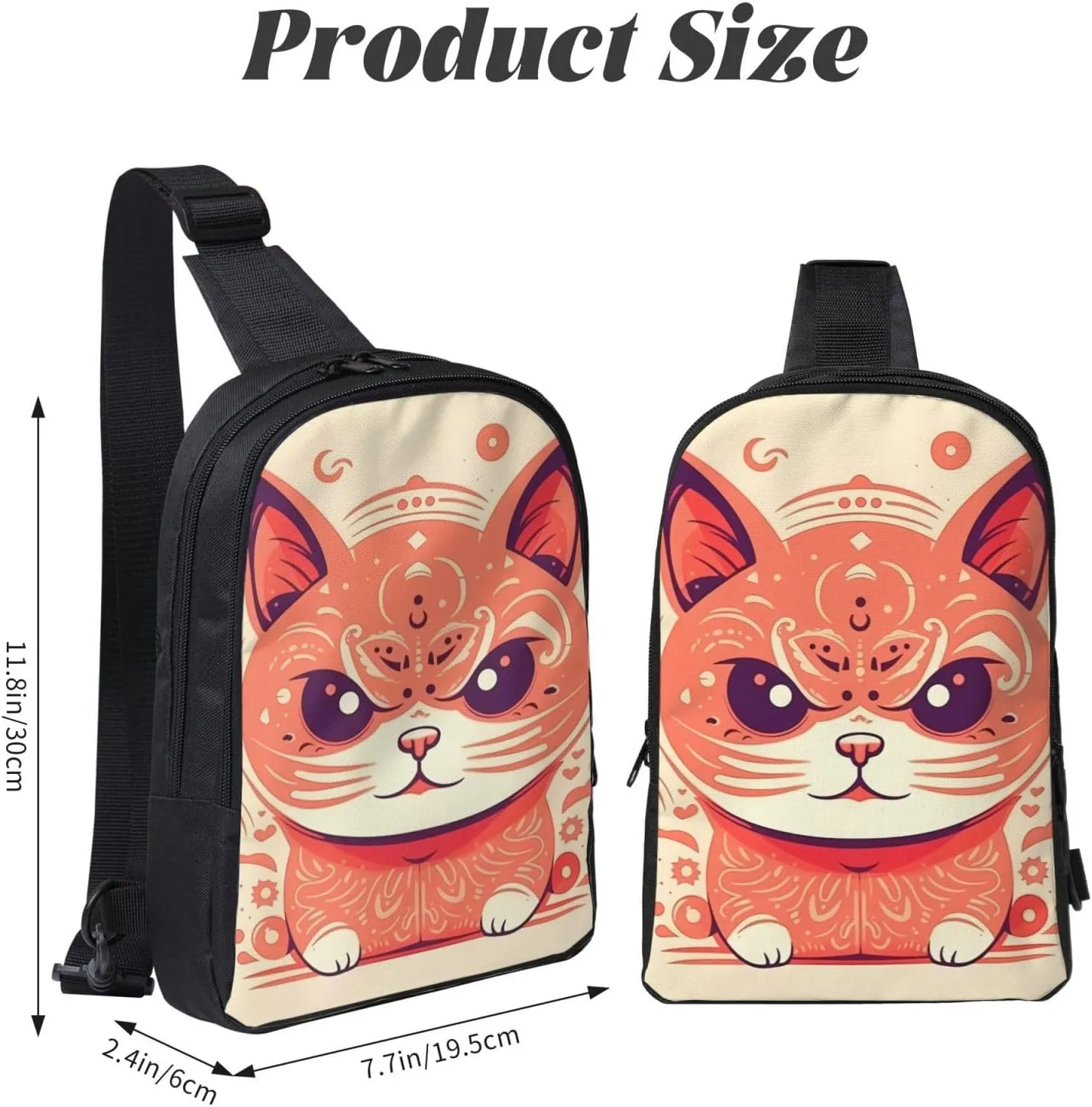 Sling bag for Women Men Trendy Sling Bakpack Casual Chest Bag Frowning Cat Fanny Pack for Travel Hiking