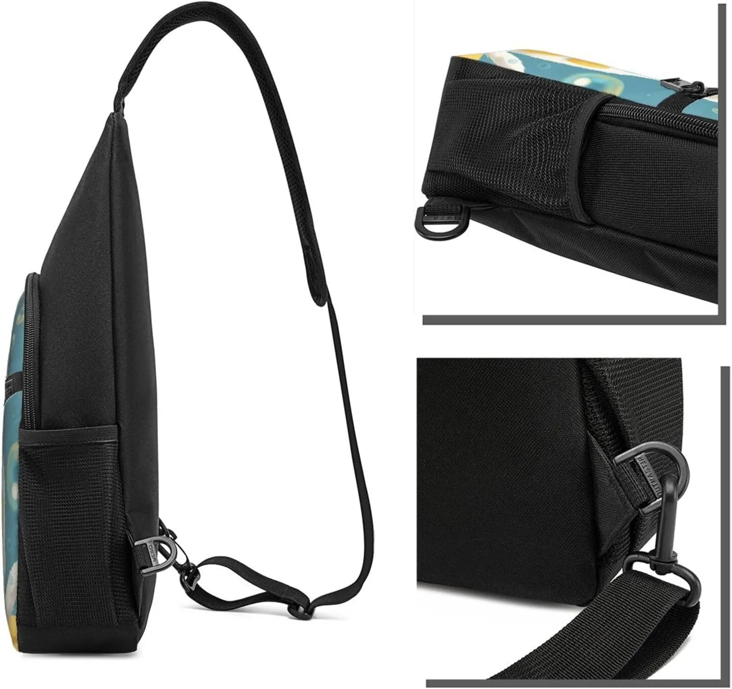 Sling bag for Women Men Trendy Sling Bakpack Casual Chest Bag Many Bubbles and a Cat Fanny Pack for Travel Hiking