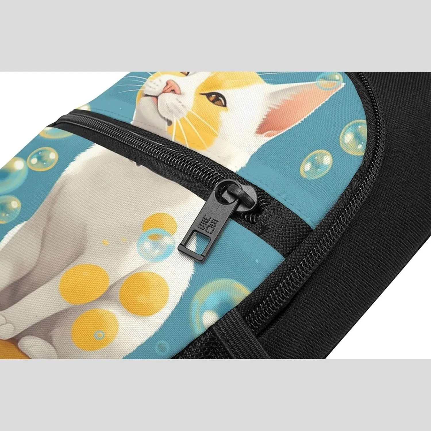 Sling bag for Women Men Trendy Sling Bakpack Casual Chest Bag Many Bubbles and a Cat Fanny Pack for Travel Hiking