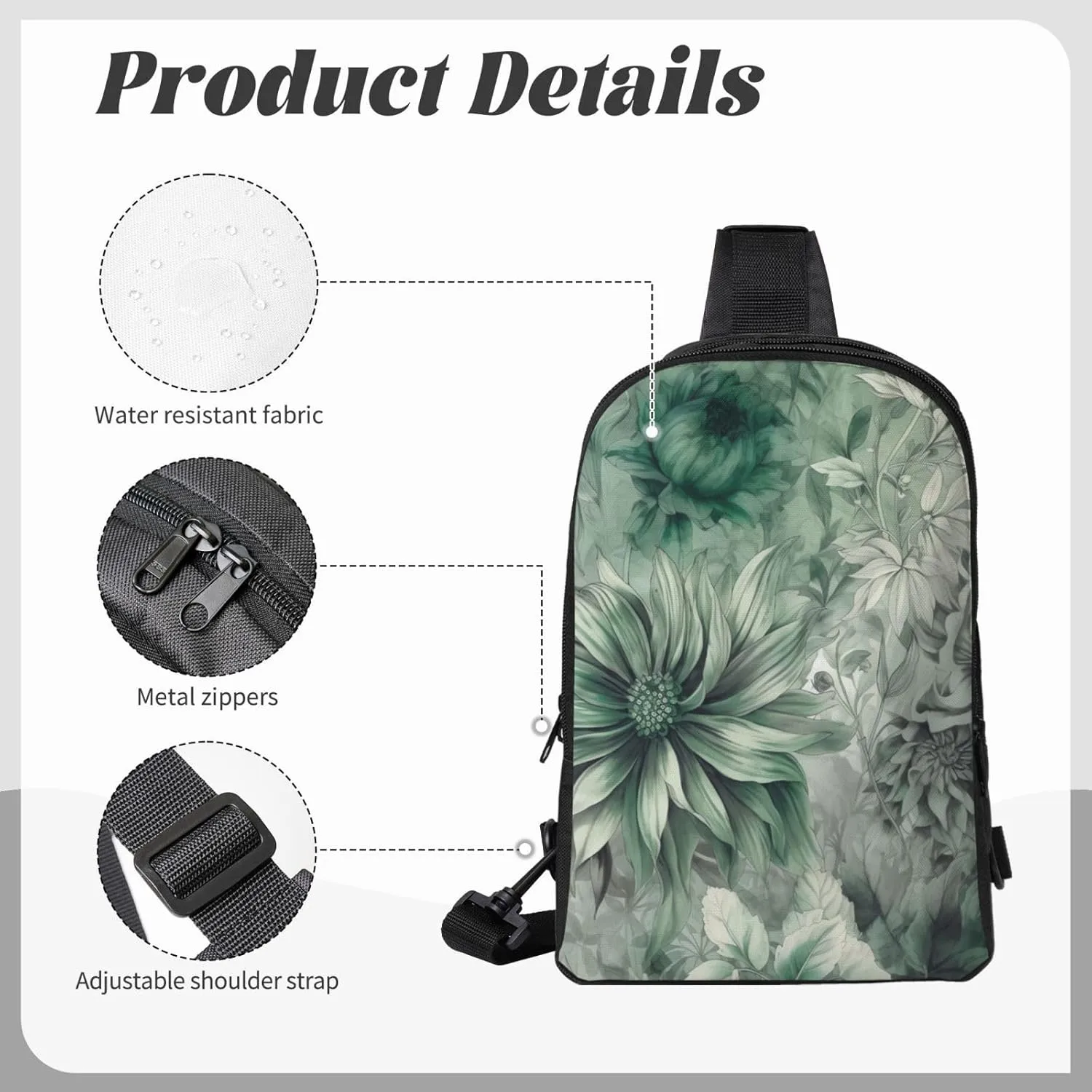 Sling bag for Women Men Trendy Sling Bakpack Casual Chest Bag Many Petals Fanny Pack for Travel Hiking