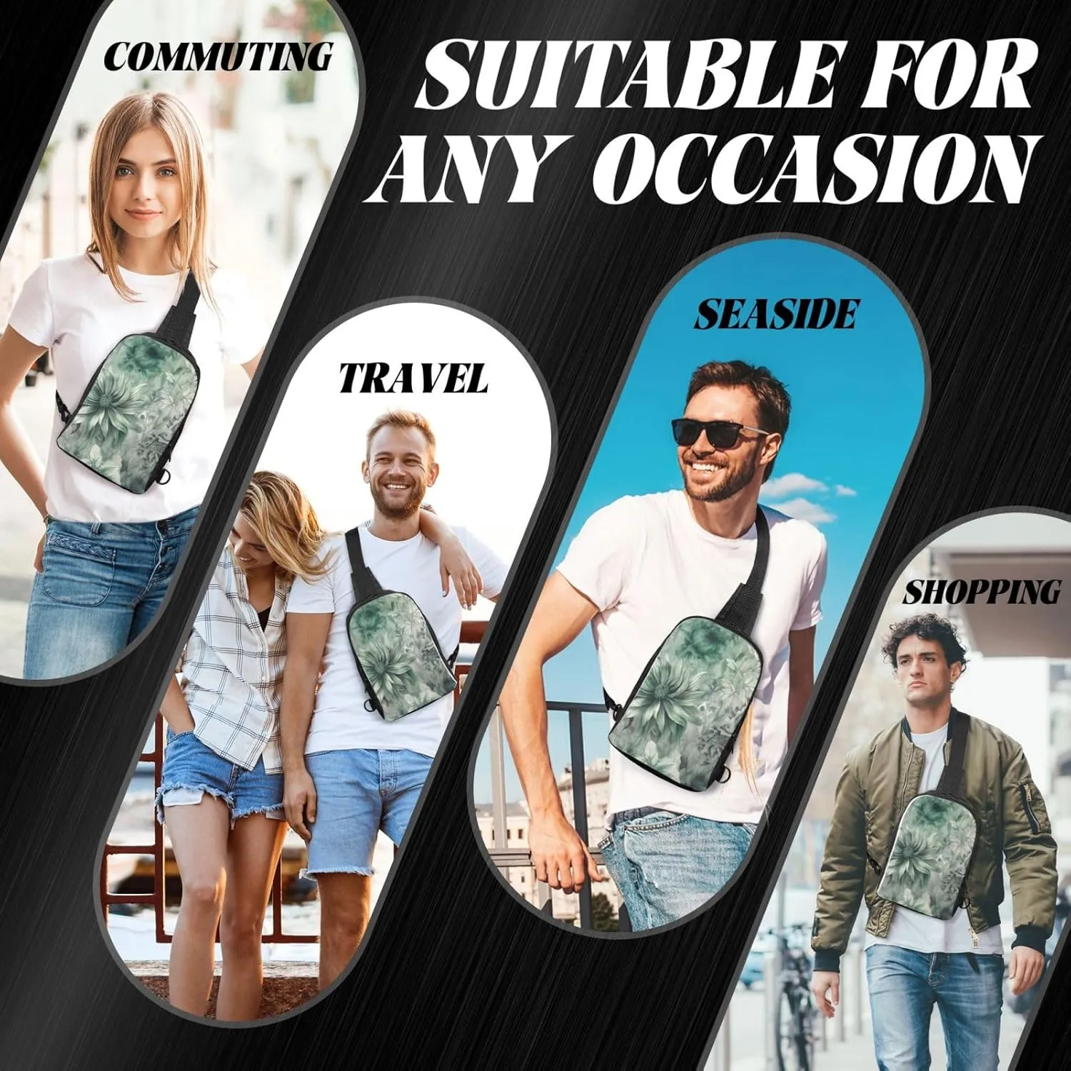 Sling bag for Women Men Trendy Sling Bakpack Casual Chest Bag Many Petals Fanny Pack for Travel Hiking