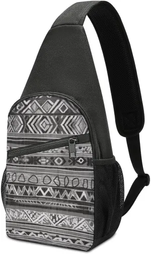 Sling Bags Grey Tribal Crossbody Bag for Women Men Cross Body Bag for Travel Hiking Shopping