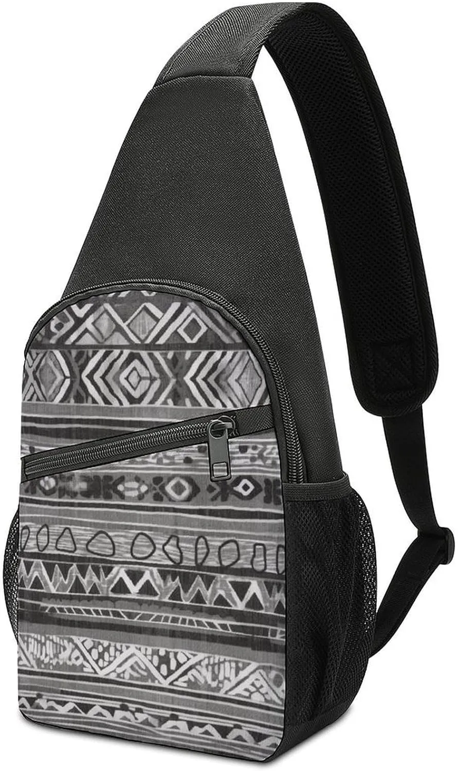 Sling Bags Grey Tribal Crossbody Bag for Women Men Cross Body Bag for Travel Hiking Shopping