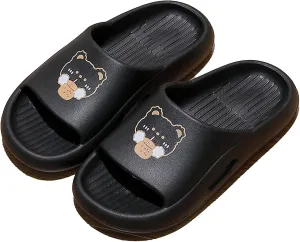 Slippers Women Summer Cute Home Indoor Non-Slip Bathroom Bath Deodorant Thick Bottom Outer wear Men's Slippers,Black,36-37