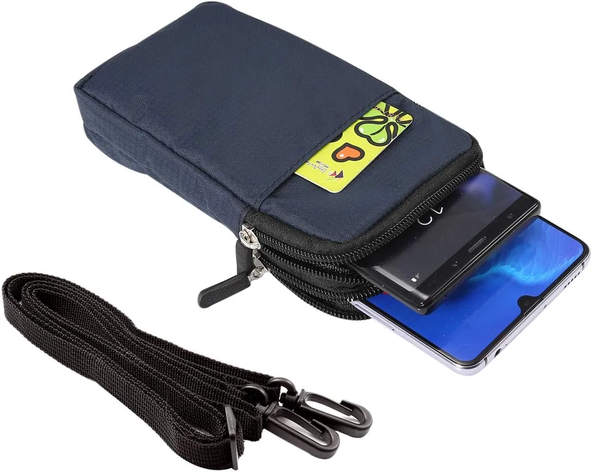 Small Belt Waist Bag for Men Phone, Cell Phone Crossbody Purse Men, 6.0" Nylon Men Travel Bag Cell Phone Crossbody Purse Belt Clip Holster Cellphone Shoulder Messenger Pouch Carrying Case with Loop