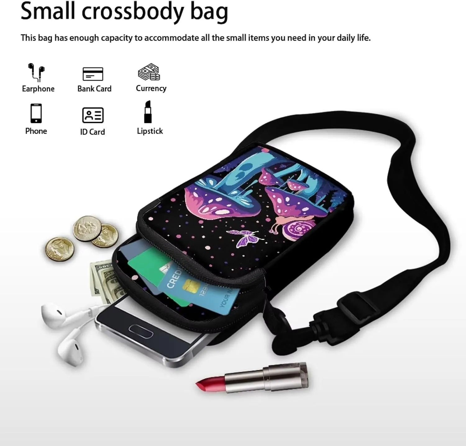 Small Cross Body Purse Trendy Phone Double Layer Shoulder Bags for Women Zip Messenger Bag