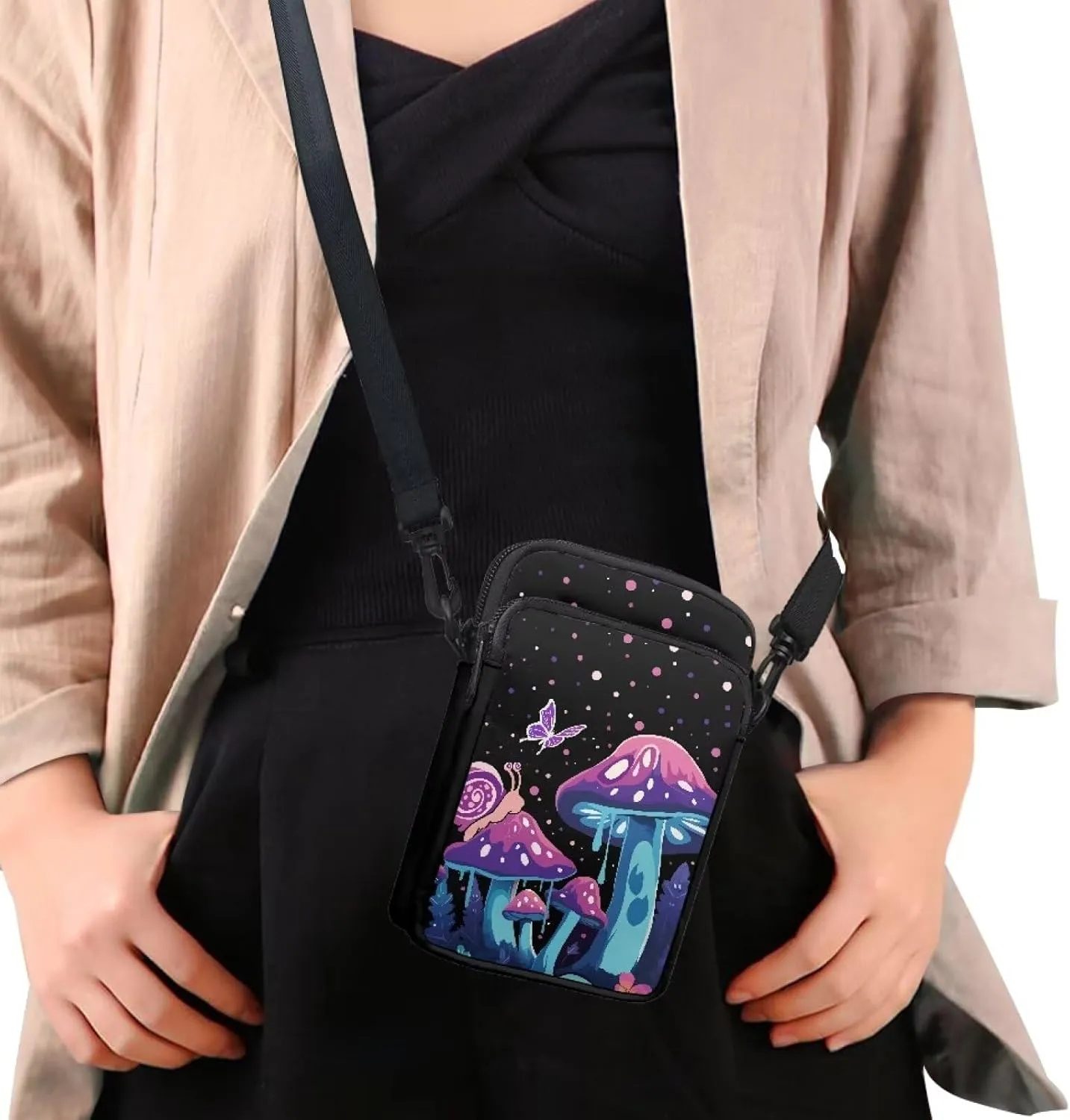 Small Cross Body Purse Trendy Phone Double Layer Shoulder Bags for Women Zip Messenger Bag